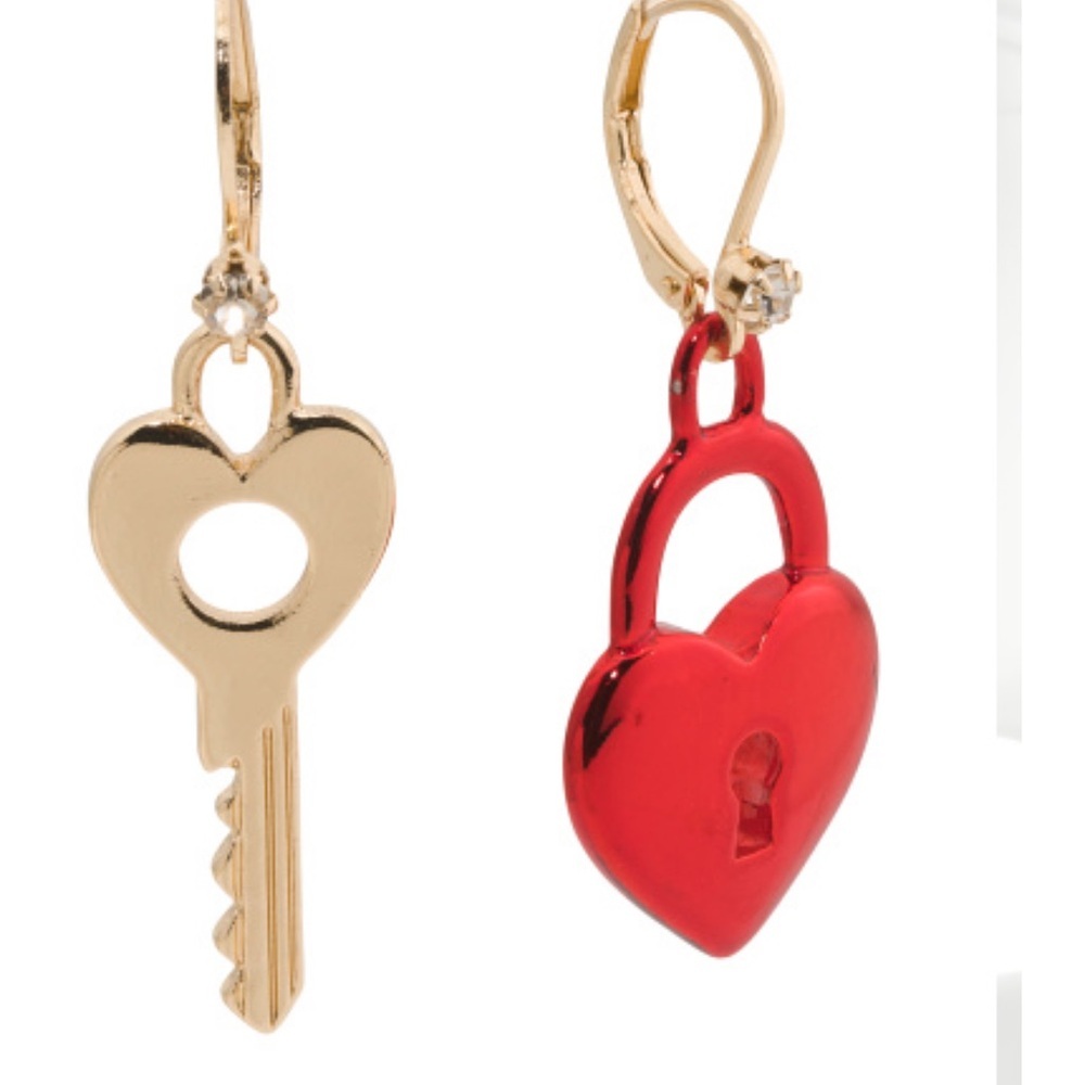 Betsey Johnson Lock & Key Mismatched Earrings - Picture 4 of 5